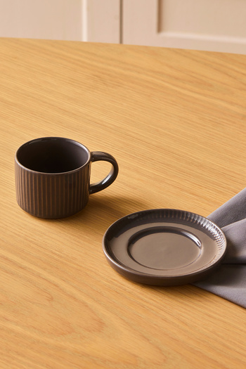 Karaca Massimo Coffee Cup and Saucer Anthracite 90 ml
