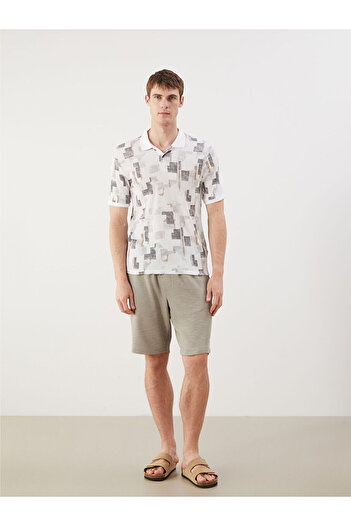 LC Waikiki Gray Polo Neck Patterned Pique Men's T-Shirt