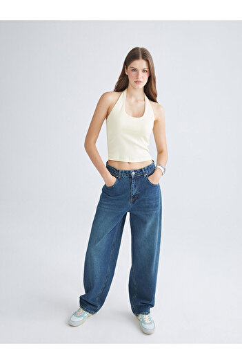 LC Waikiki Sari Halter Neck Ribbed Women's Tank Top