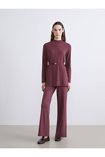 LC Waikiki Burgundy Elastic Waist Women's Trousers