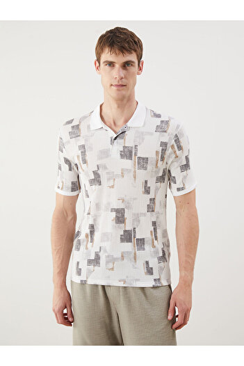 LC Waikiki Gray Polo Neck Patterned Pique Men's T-Shirt