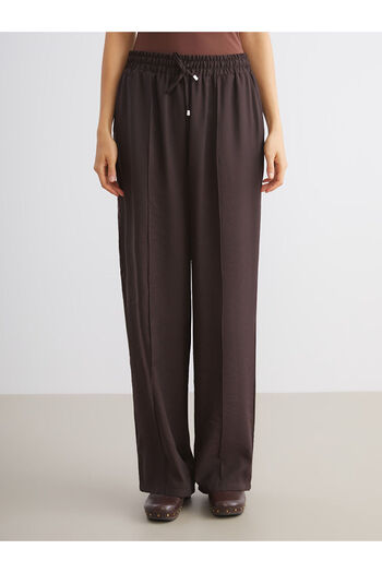 LC Waikiki Brown Plus Size Elastic Waist Modal Blend Women's Trousers