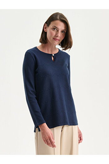 LC Waikiki Navy Blue Crew Neck Women's Knitwear Sweater