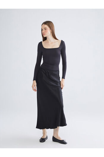 LC Waikiki Peak New Season Elastic Waist Flared Satin Skirt