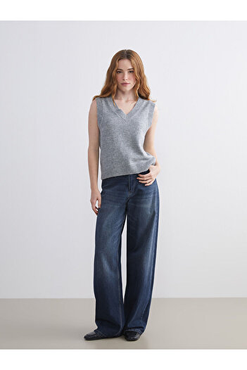 LC Waikiki Plus New Season V-Neck Women's Knitwear Sweater
