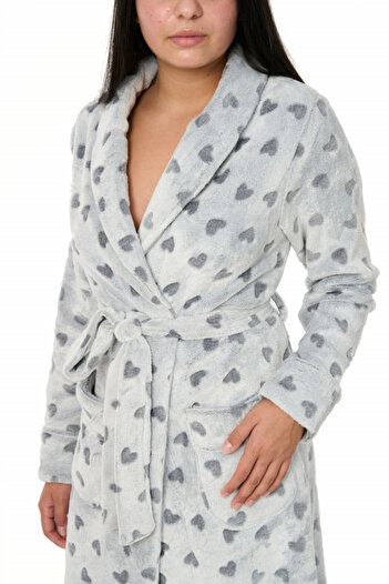 Centini Women's bathrobe with hearts, Selena, pearl gray