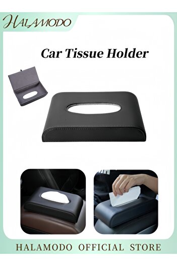 HALAMODO Car Tissue Box Paper Holder PU Leather Rectangular Tissue Holder Multifunctional Tissue Box