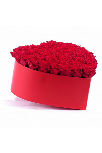 velve Desire floral arrangement heart box with 41 soap roses, red, Red