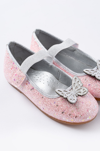 p papuccum ortopedi çocuk ayakkabıları Girl's Glittery Butterfly Non-Slip Sole Ballerinas