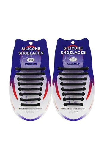 General Store Set 2 Elastic Shoelaces from Silicon, NO TOUCH function for sports shoes, SA&SO General Store®, Bla