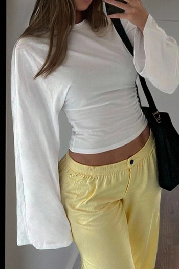 Tarz Cool Women's Long Sleeve Waist Fitted Blouse
