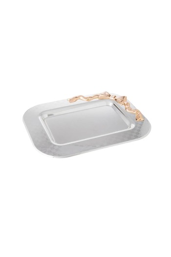 ORIAN Single Silver Gold Metal Serving Tray from the Bow Collection