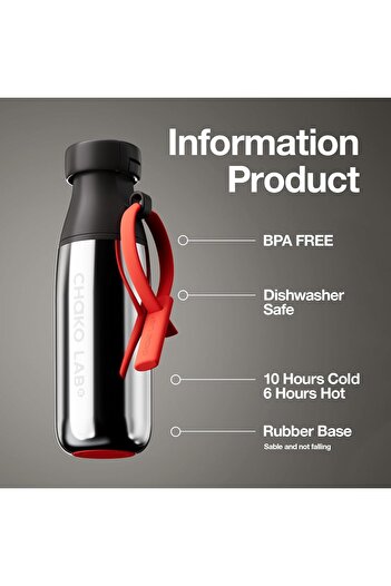 CHAKO LAB Insulated Stainless Steel Water Bottle with Two Strap | BPA-Free Leak Proof