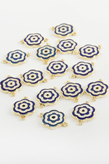 ZERO LAND Msa-Shop Flower Double Handle Enamel Bracelet and Pendant Apparatus 1 Piece-Blue