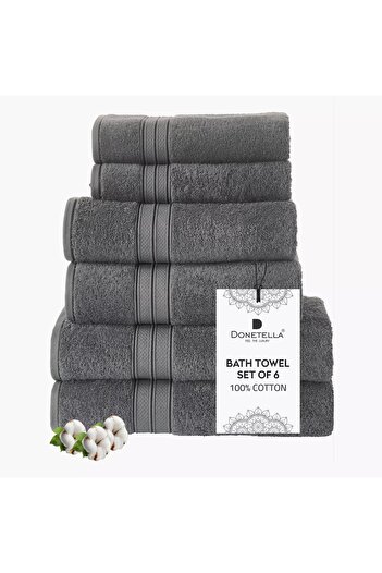 Generic DONETELLA 6-Piece 600 GSM Combed Cotton Bath Towel Set