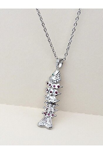 Siya Silver Non-Tarnish Steel Zircon Stone Movable Fish Necklace