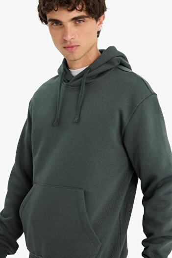 DeFacto Men's Sweat X8283Az/Gn1155 D.Green
