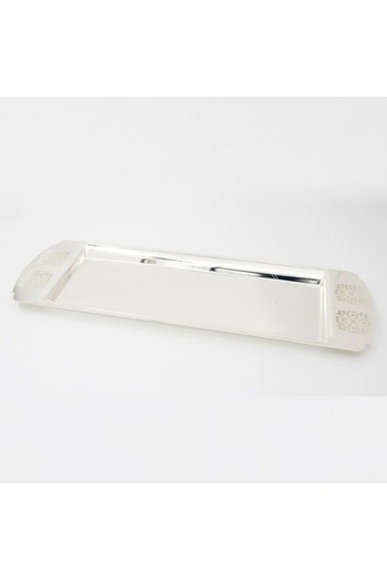 ORIAN Single silver rectangular metal serving tray