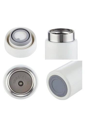 Clini Mini thermos 200 ml, stainless steel, with lid, for coffee, travel, White