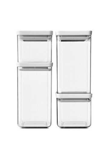 Brabantia Set of 4 Tasty+ storage jars 1001159, 700/1.6l, Stackable, Light grey