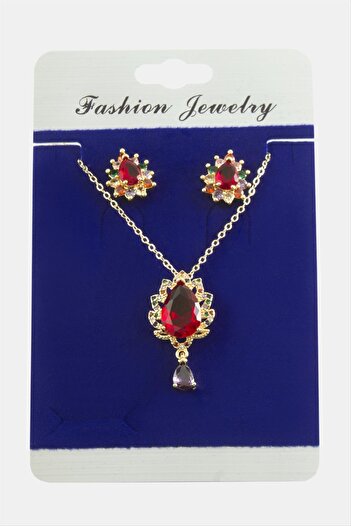 ZERO LAND Msa-Shop Oval Zircon Stone Set Necklace-Colorful