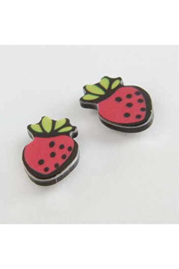 ZERO LAND Hn-Shop Strawberry Magnet Plastic Children's Earring-Red