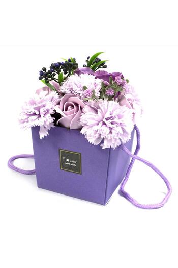 AW Gifts Soap Flower Bouquet - Purple Rose and Carnations