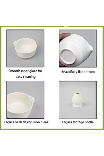 X LOT 5 Pcs Ceramic tea Matcha Set Includes Bowl, Whisk ,Holder, Bamboo Scoop, Sifter ,Japanese Matcha Kit