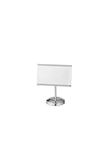 ORIAN Metal card and card holder for table or reception, silver, 10 cm