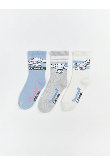 LC Waikiki Сини чорапи с мотив Cinnamoroll за момичета, 3 чифта