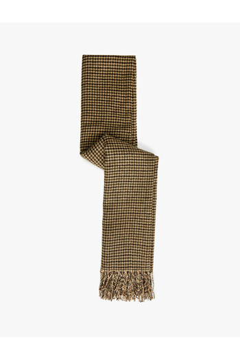 Koton Houndstooth Patterned Tasseled Long Scarf
