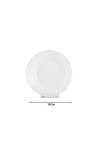 ORIAN Luxury white porcelain round flat plate set, 15 cm, 12 pieces