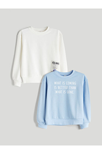 LC Waikiki Özmarka New Season Crew Neck Girls' Sweatshirt 2-Pack