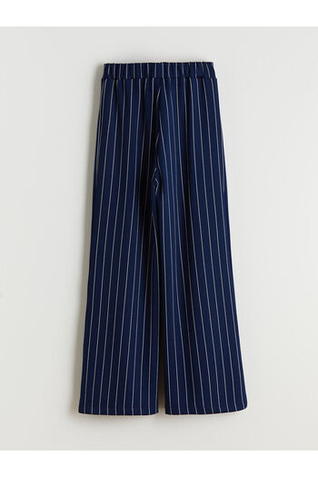 LC Waikiki Navy Blue Pleated Girl's Trousers with Elastic Waist