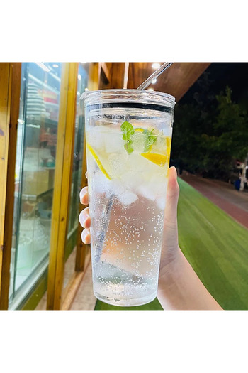 Choice1 1000ml B 1000ml Large Capacity Mathematical Pattern Clear Glass Cup Utensils Cup With Lid And Stainl