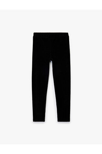 Koton High Waist Basic Velvet Leggings with Elastic Waistband