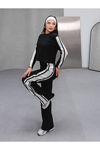 MY DEPO Women's Snap Fastener Piping Detail Top and Bottom Set