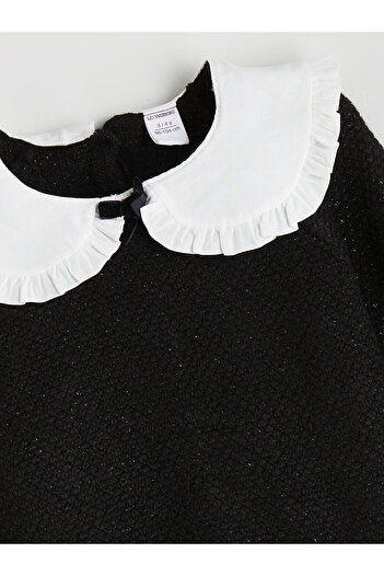 LC Waikiki Black Baby Collar Girl's Sweater