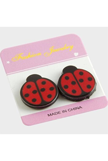 ZERO LAND Hn-Shop Ladybug Magnetic Plastic Children's Earrings-Red