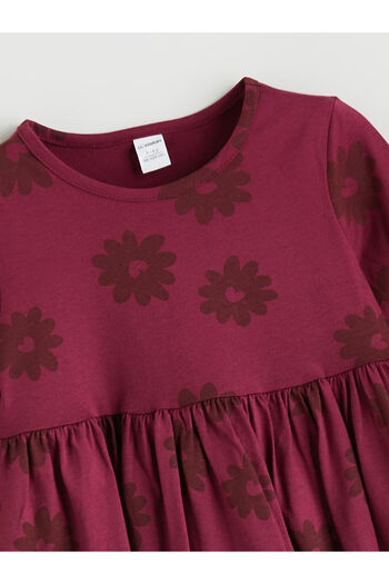 LC Waikiki Rochie pentru fetiță LCW KidsBurgundy, din bumbac pieptănat, cu flori