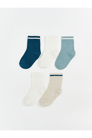 LC Waikiki Petrol Striped Baby Boy Socks 5-Pack