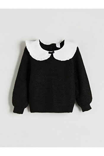 LC Waikiki Black Baby Collar Girl's Sweater