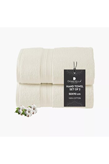 Generic DONETELLA 2-Piece 600 GSM Combed Cotton Hand Towel Set - 50x90 cm