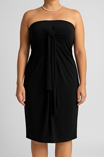 CNG MODA Plus Size Strapless Sandy Tie-Up Dress