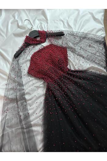 zourina Women's Evening Dress with Beaded Black Tulle