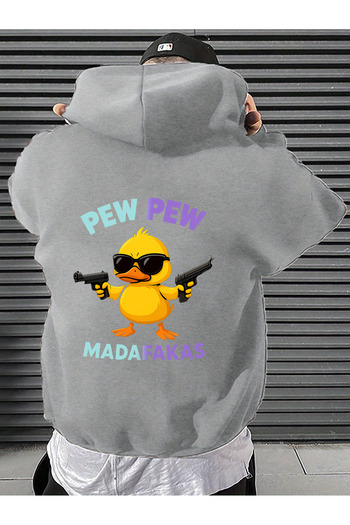 uyguntarz Unisex Pew Pew Caricature Printed Design Oversize Sweatshirt