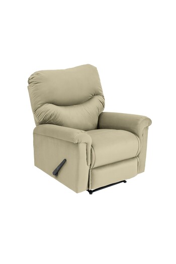 Lazy Vibes Velvet Rocking & Rotating Recliner Chair - Dark Ivory - NZ110