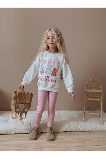 Patriko Girl's Peppa Printed Long Sleeve Sweatshirt Tayli New Season Bottom Top Set