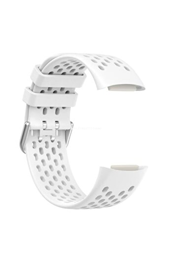 digital-play Silicon strap for Fitbit Charge 5, buckle closure, perforated, white