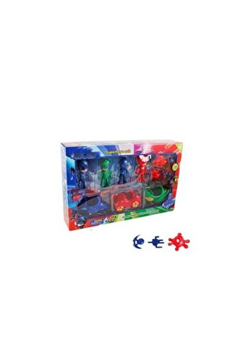 Sale4u Set of 4 Heroes in Pyjamas figurines with cars and fighting accessories